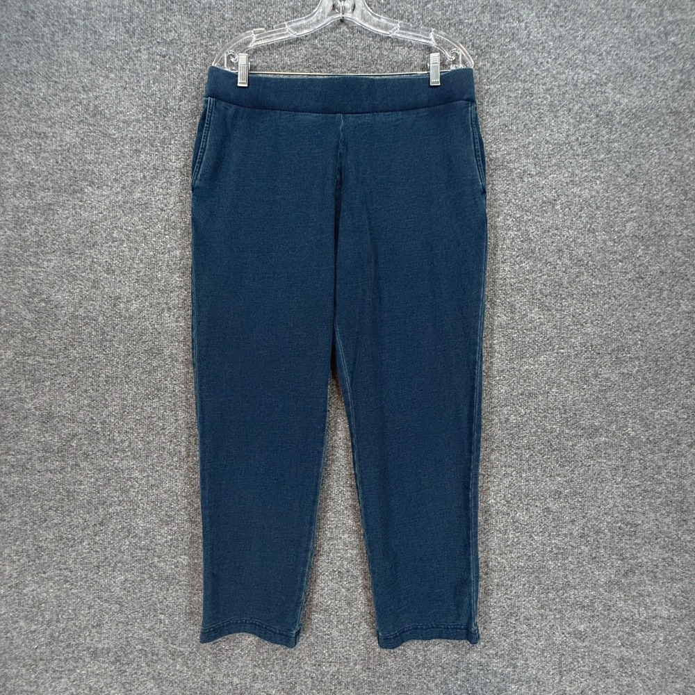 J. Jill Pants Women Medium Blue French Terry Pull On Pure Jill Slim Crop NEW